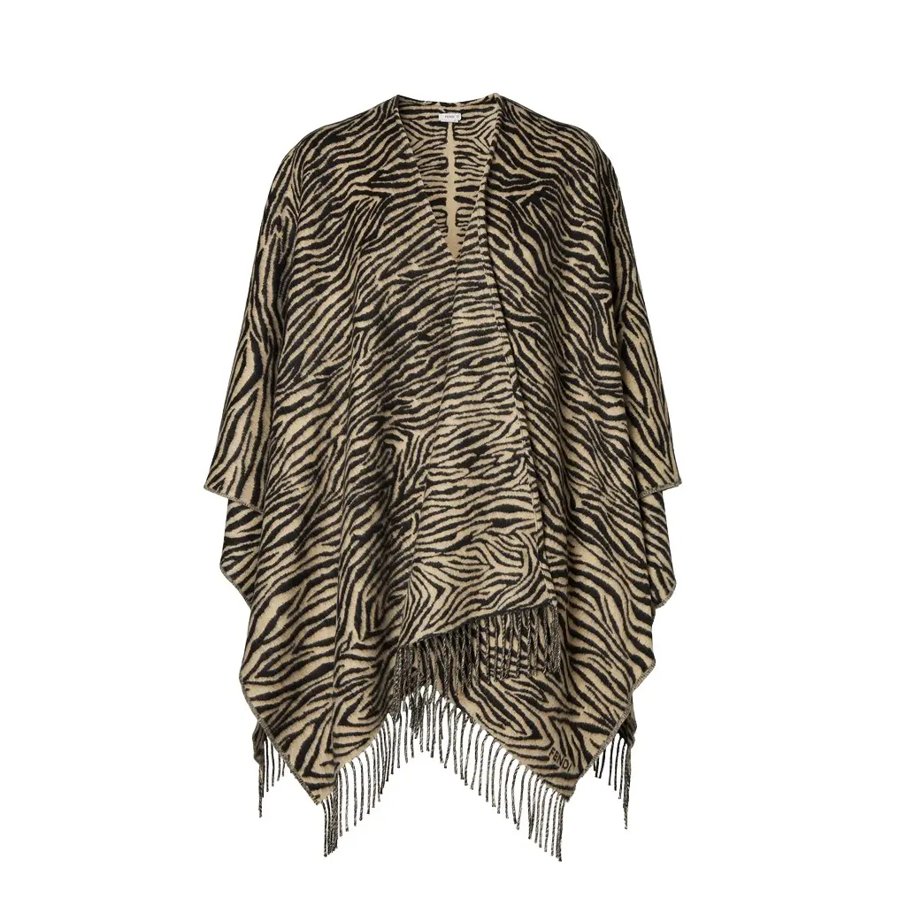 Poncho with archival Tiger animalier motif, finished Poncho with archival Tiger animalier motif, finished