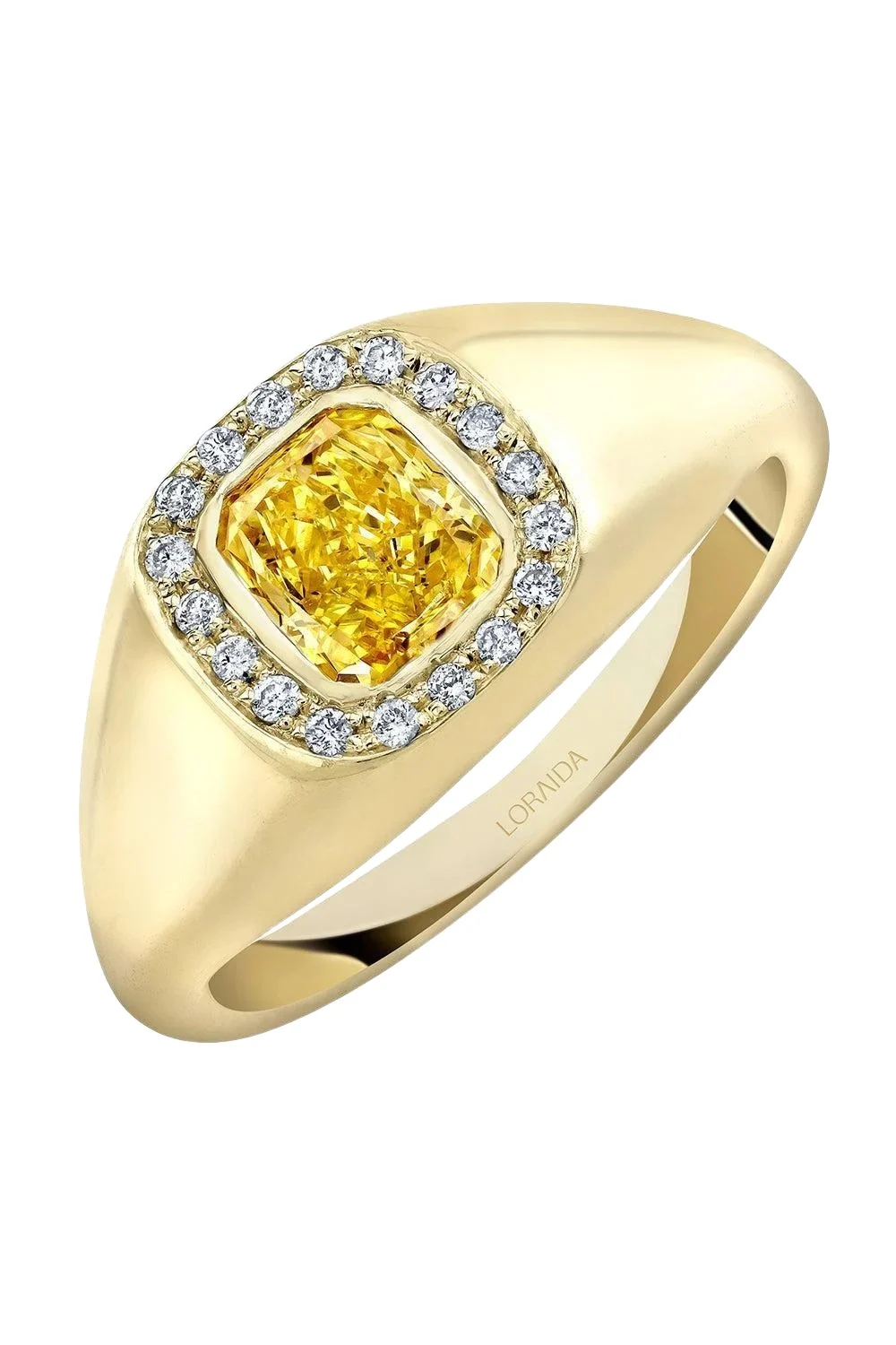 LORAIDA Diamond Canary Vortex Signet Ring