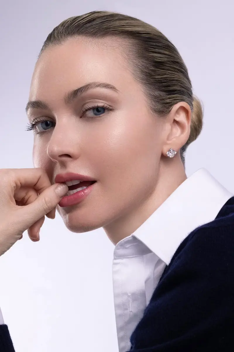WITH LOVE TRAVEL Lab-Grown Diamond Old Mine Prong Stud Earrings - 6ct | Thumbnail 3