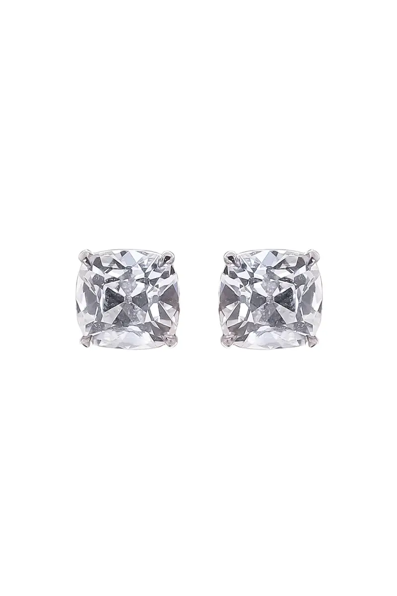 WITH LOVE TRAVEL Lab-Grown Diamond Old Mine Prong Stud Earrings - 6ct - White Gold | Image 1 WITH LOVE TRAVEL Lab-Grown Diamond Old Mine Prong Stud Earrings - 6ct - White Gold | Image 1