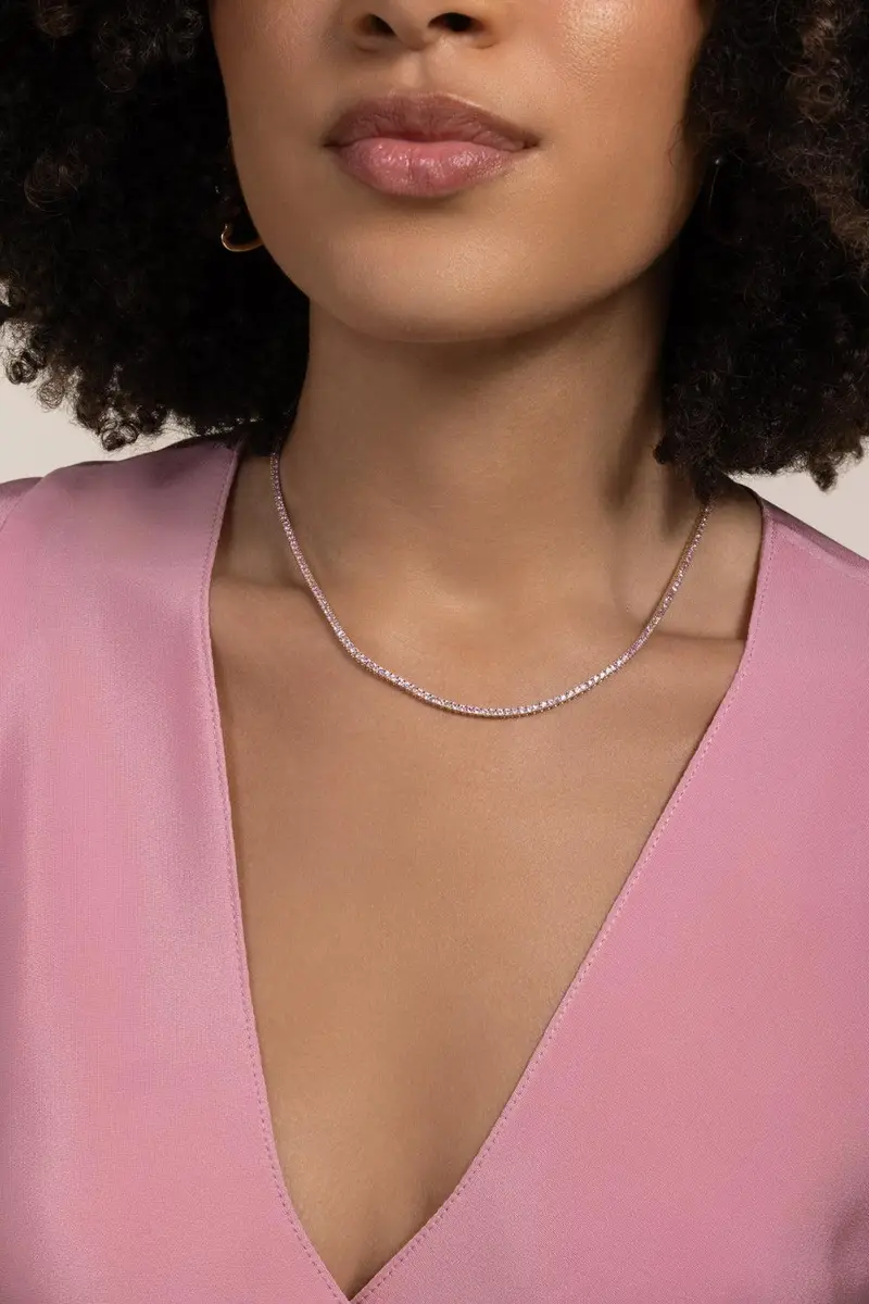 Sydney Evan Light Pink Sapphire Tennis Necklace | Thumbnail 2