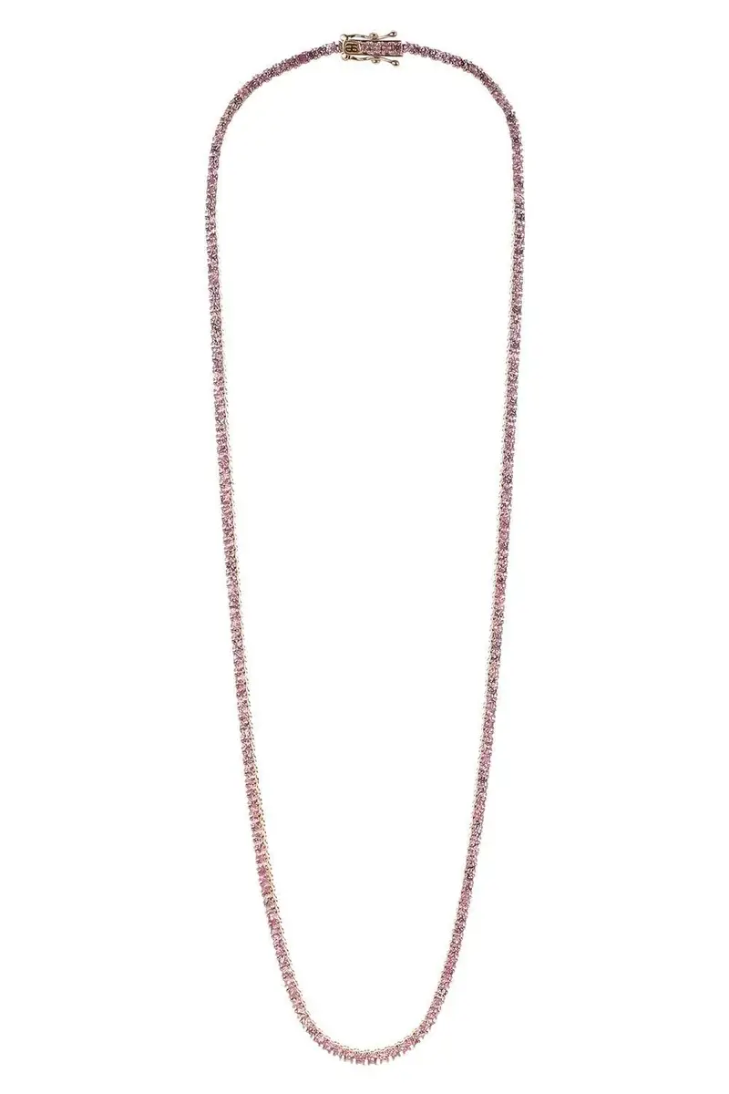 Sydney Evan Light Pink Sapphire Tennis Necklace | Thumbnail 4