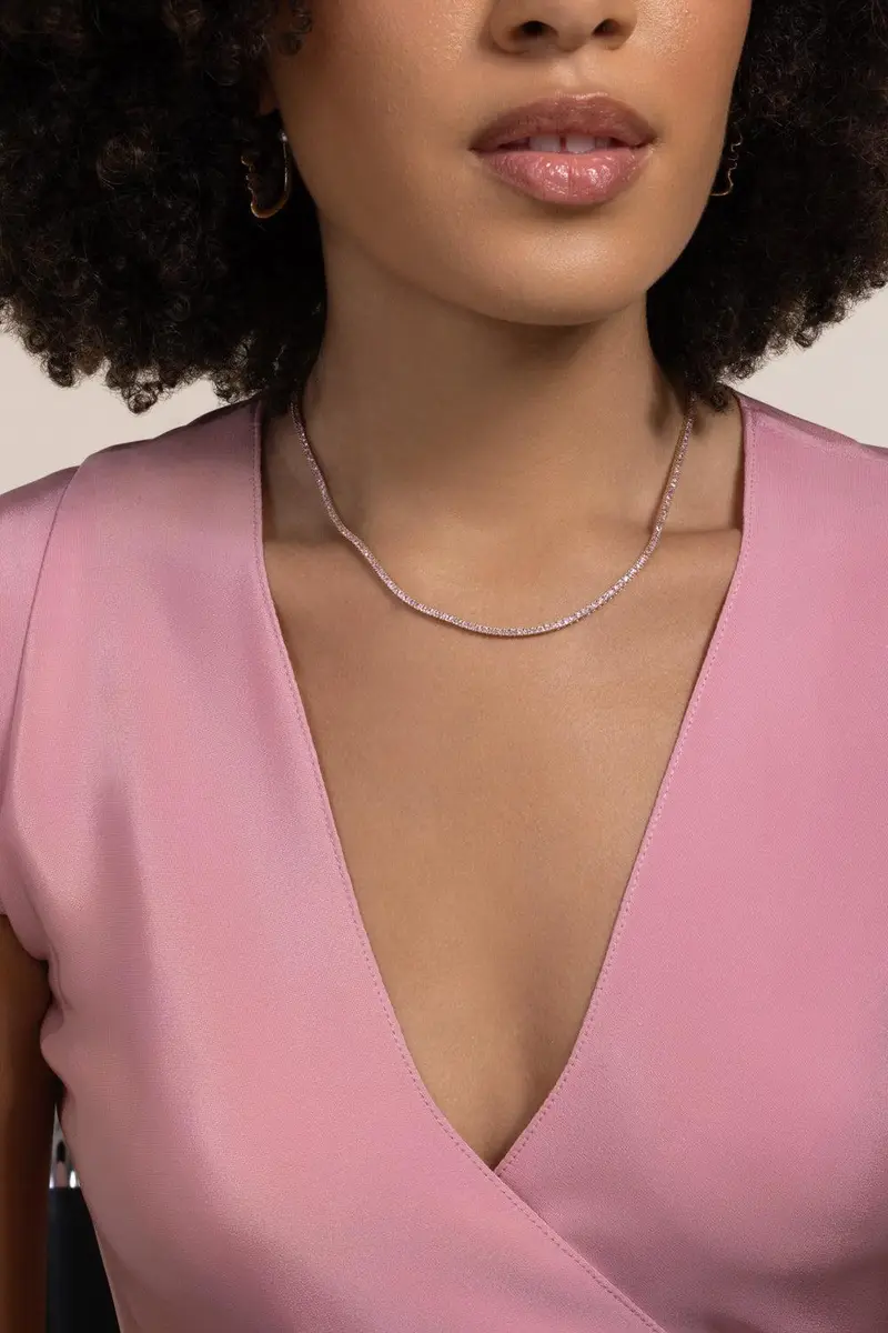 Sydney Evan Light Pink Sapphire Tennis Necklace | Thumbnail 5