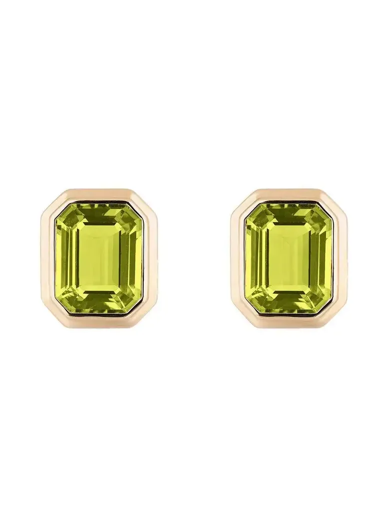 Peridot Bezel Manhattan Stud Earrings Peridot Bezel Manhattan Stud Earrings