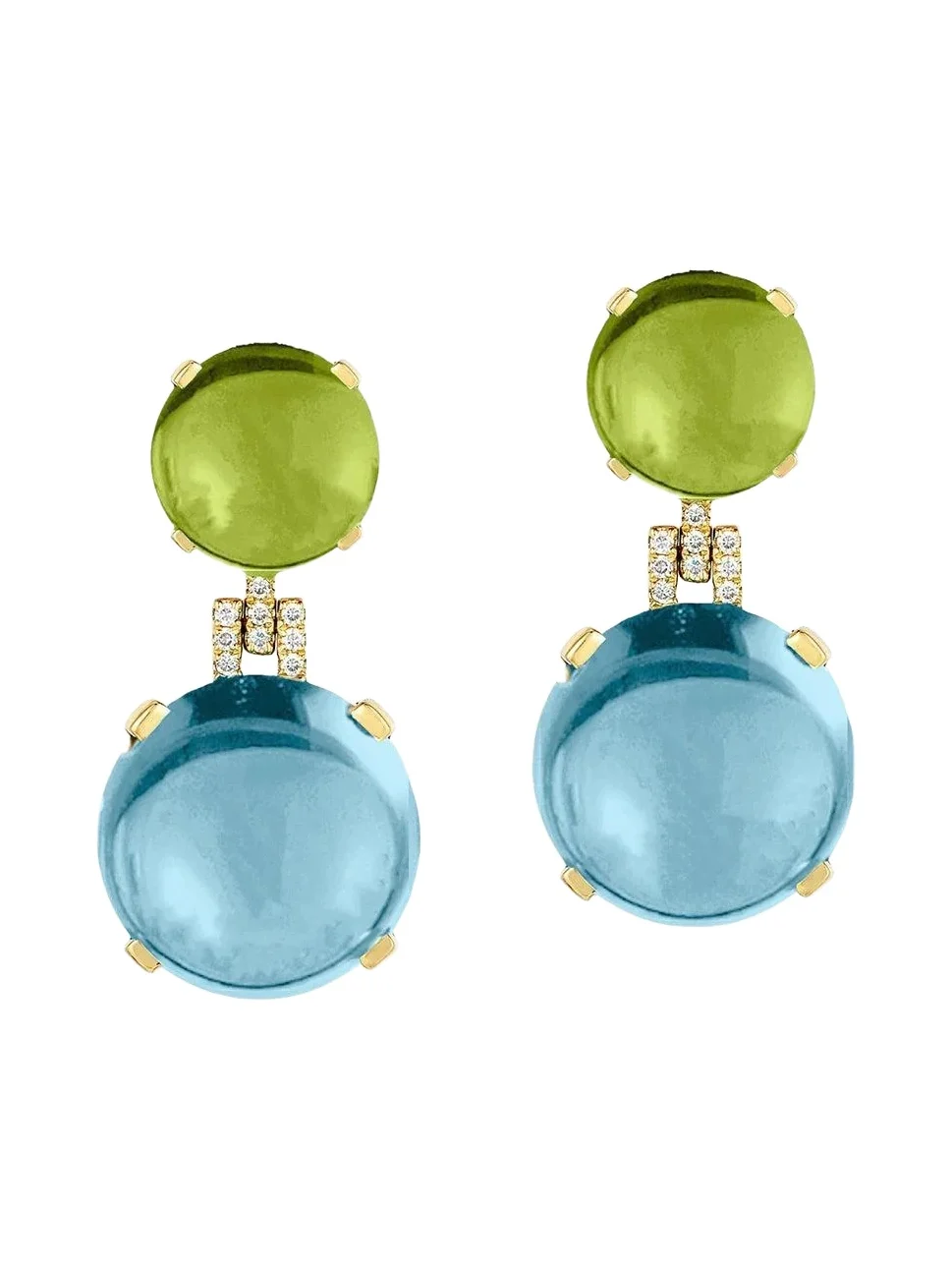 GOSHWARA Peridot Blue Topaz Rock N Roll Earrings