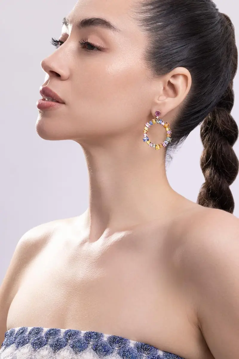 GOSHWARA Sapphire Multi Limited Edition Hoop Earrings | Thumbnail 2 GOSHWARA Sapphire Multi Limited Edition Hoop Earrings | Thumbnail 2