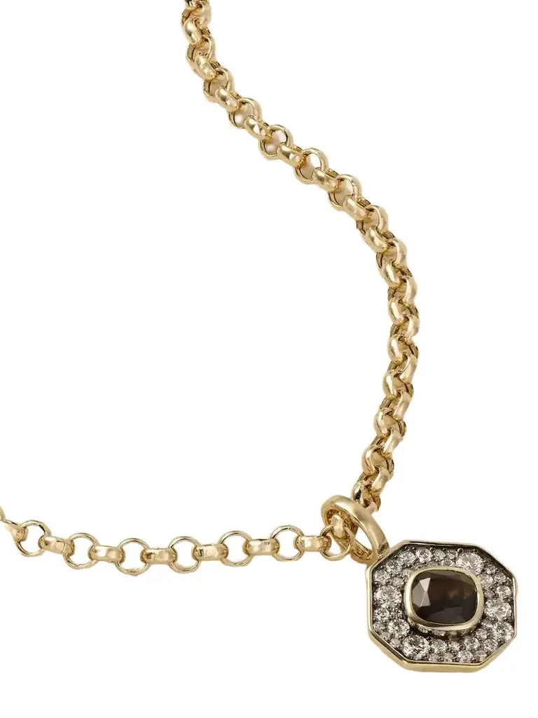 By Pariah Octagon 14-karat Recycled Gold, Smokey Quartz And Diamond Necklace | Image 1 By Pariah Octagon 14-karat Recycled Gold, Smokey Quartz And Diamond Necklace | Image 1