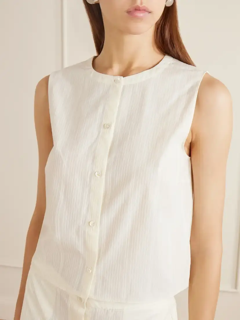 Theory Striped Cotton-voile Tank | Thumbnail 4 Theory Striped Cotton-voile Tank | Thumbnail 4