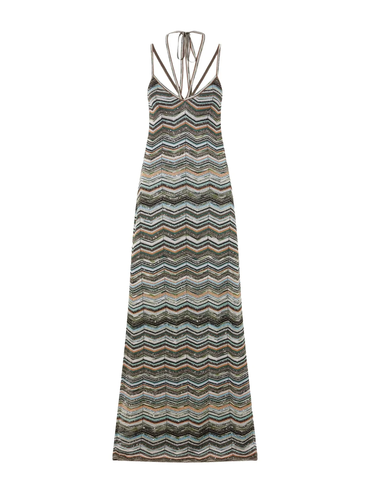 Striped Metallic Crochet-knit Maxi Dress