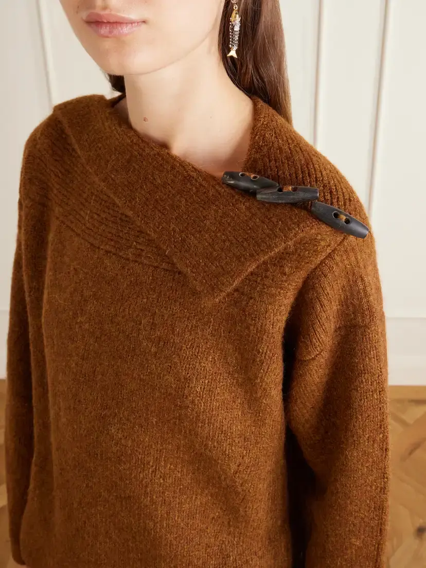 Isabel Marant Thais Button-detailed Ribbed Alpaca-blend Sweater | Thumbnail 5
