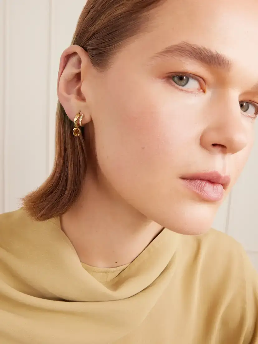 David Yurman Dy Mercer® 18-karat Gold, Diamond And Citrine Earrings | Thumbnail 2 David Yurman Dy Mercer® 18-karat Gold, Diamond And Citrine Earrings | Thumbnail 2