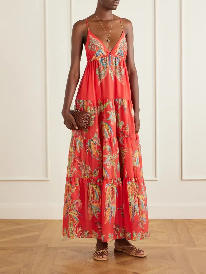 Etro Ruffled Printed Cotton Maxi Dress | Thumbnail 2 Etro Ruffled Printed Cotton Maxi Dress | Thumbnail 2