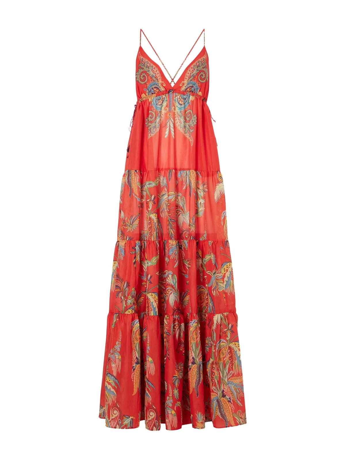 Ruffled Printed Cotton Maxi Dress