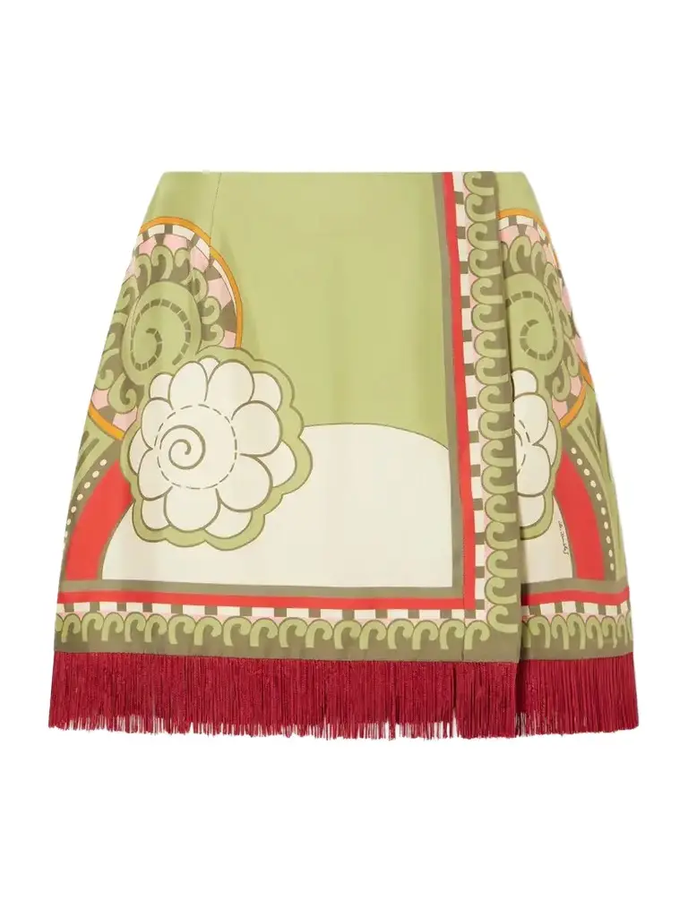 La DoubleJ Foulard Fringed Silk-twill Mini Skirt | Image 1 La DoubleJ Foulard Fringed Silk-twill Mini Skirt | Image 1