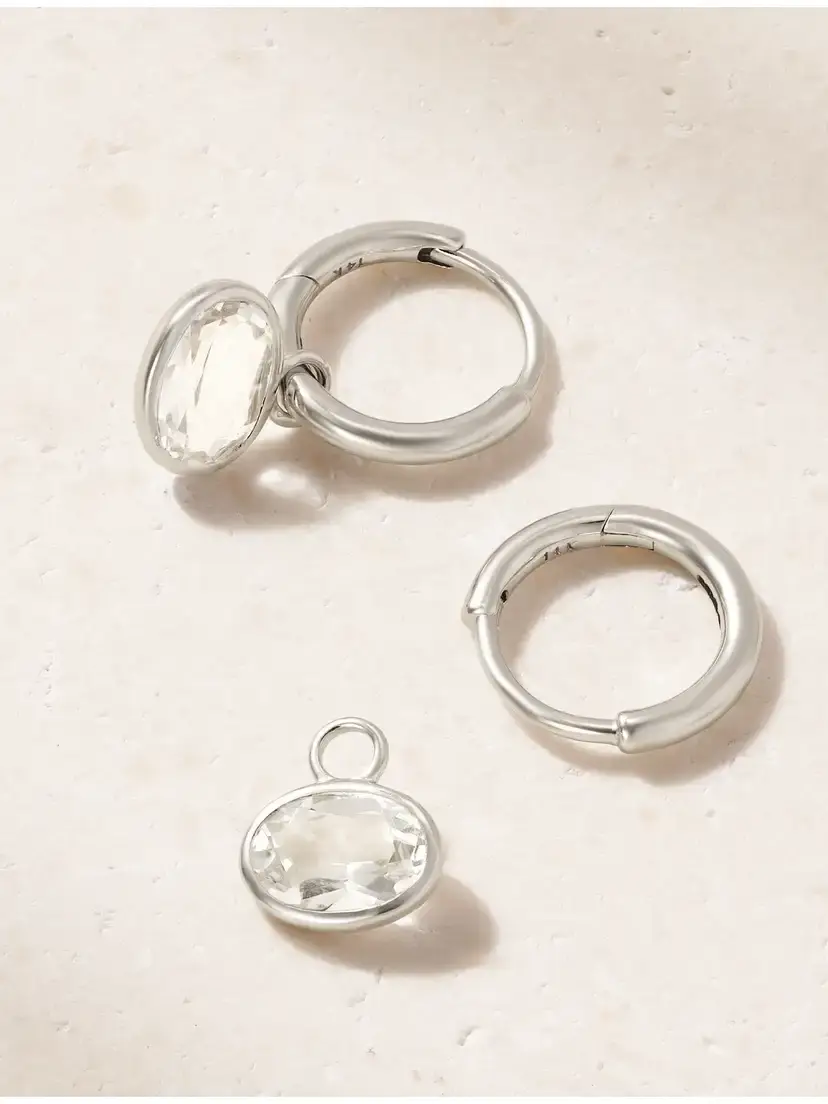 By Pariah Orbit 14-karat Recycled White Gold Topaz Earrings | Thumbnail 3 By Pariah Orbit 14-karat Recycled White Gold Topaz Earrings | Thumbnail 3