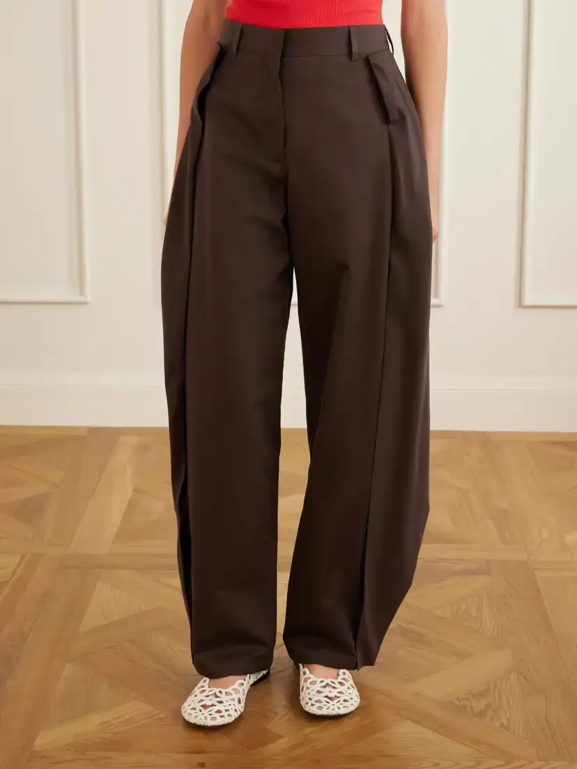 Loewe Tiered Cotton And Silk-blend Gabardine Wide-leg Pants | Thumbnail 3 Loewe Tiered Cotton And Silk-blend Gabardine Wide-leg Pants | Thumbnail 3