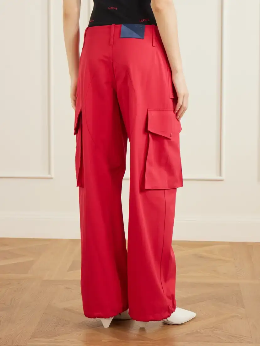 Loewe Belted Pleated Cotton And Silk-blend-gabardine Cargo Pants | Thumbnail 3