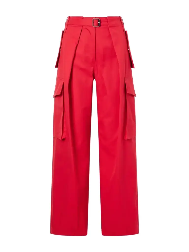 Loewe Belted Pleated Cotton And Silk-blend-gabardine Cargo Pants | Image 1 Loewe Belted Pleated Cotton And Silk-blend-gabardine Cargo Pants | Image 1