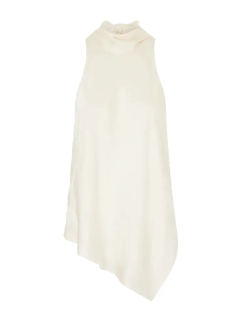 Brunello Cucinelli Scarf-detailed Silk-satin Turtleneck Blouse