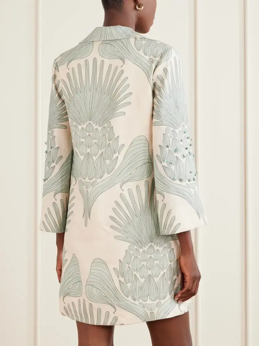 ANDRES OTALORA Aziza Mia Embellished Printed Linen Mini Dress | Thumbnail 3