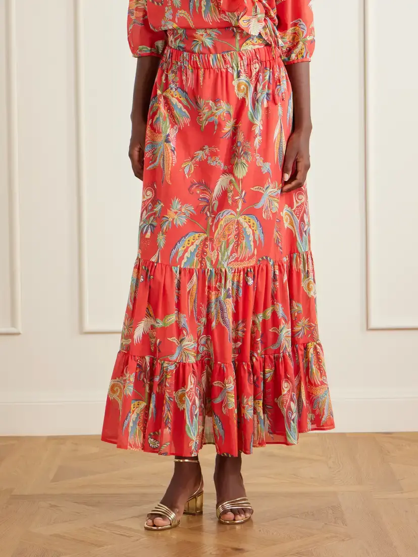 Etro Tiered Printed Cotton Maxi Skirt | Thumbnail 3 Etro Tiered Printed Cotton Maxi Skirt | Thumbnail 3