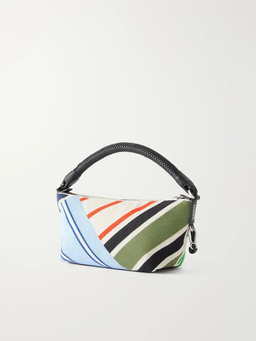 Loewe Cala Bayadere Leather-trimmed Paneled Striped Canvas Shoulder Bag | Thumbnail 4