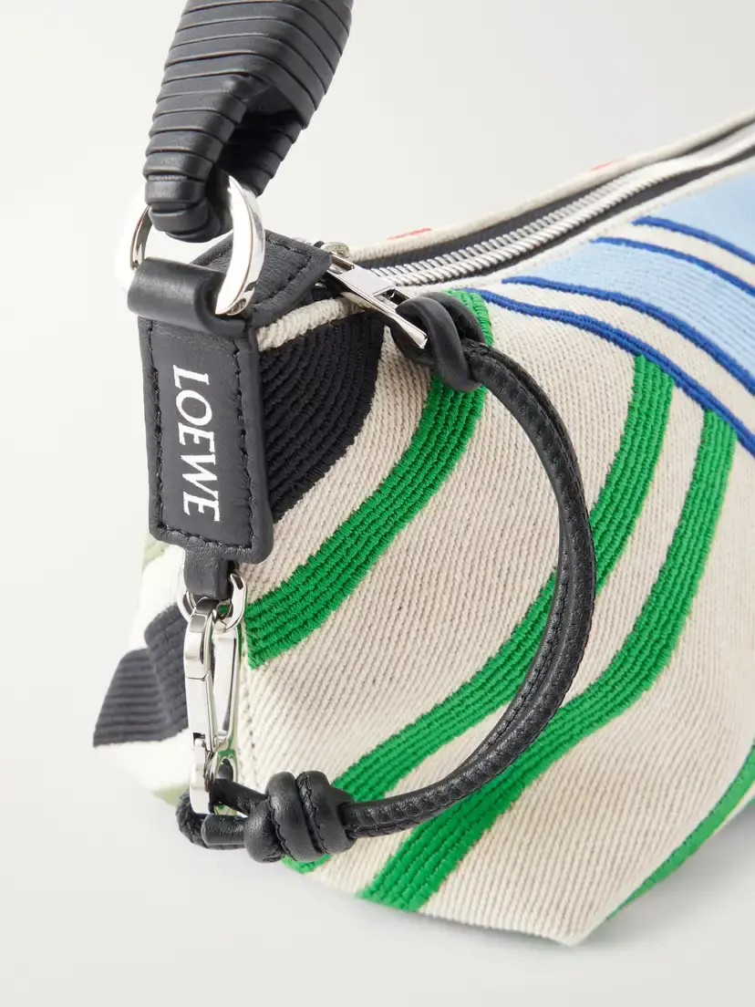 Loewe Cala Bayadere Leather-trimmed Paneled Striped Canvas Shoulder Bag | Thumbnail 5