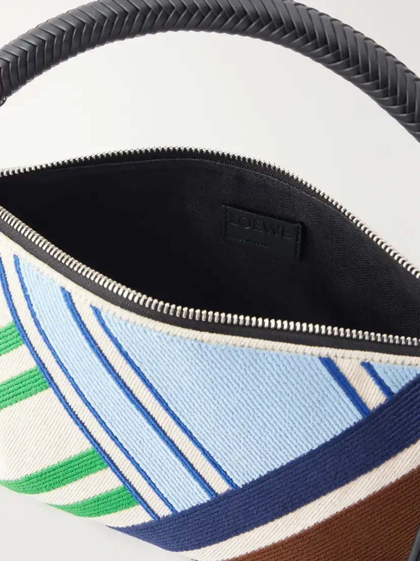 Loewe Cala Bayadere Leather-trimmed Paneled Striped Canvas Shoulder Bag | Thumbnail 6