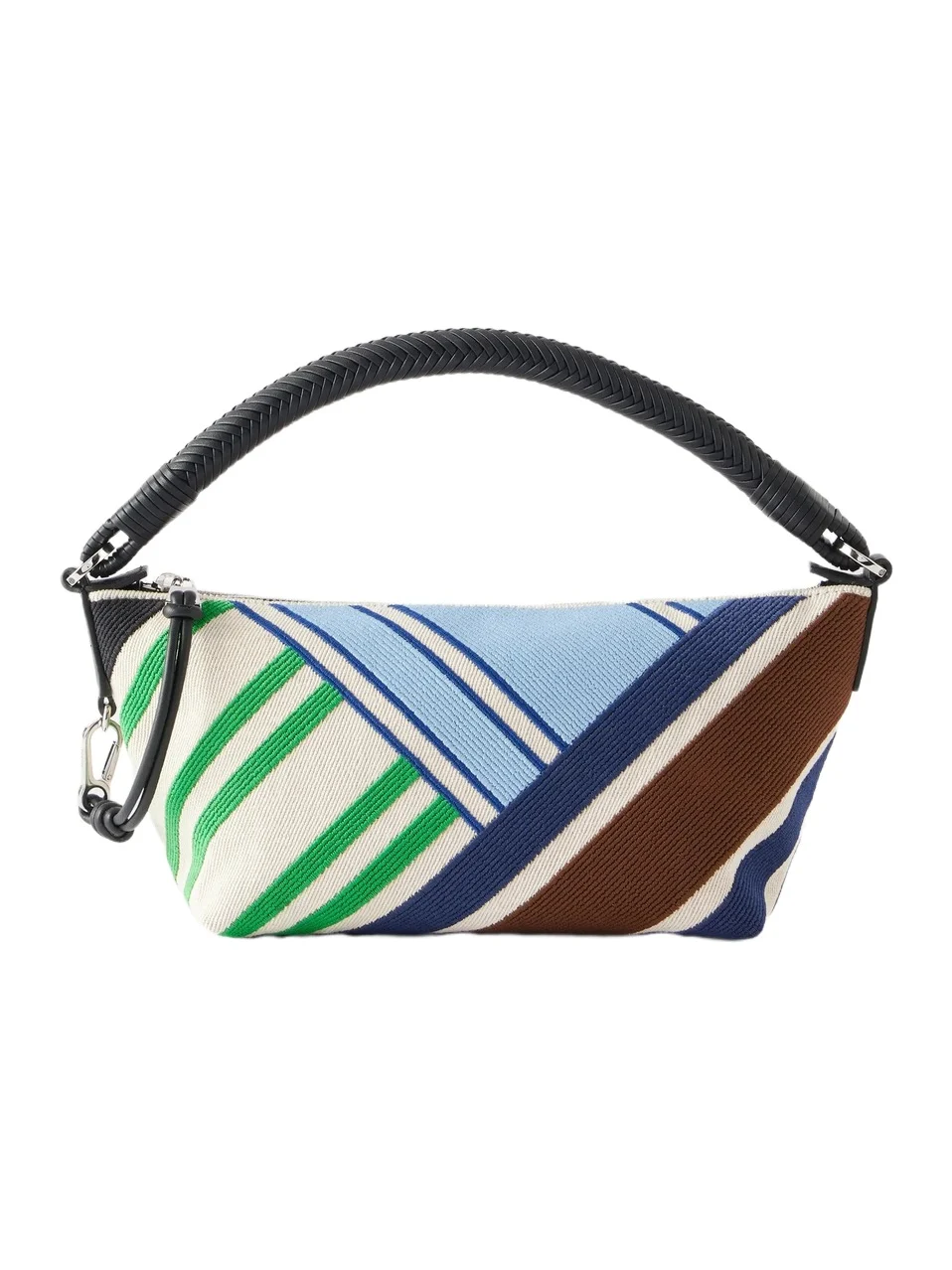 Loewe Cala Bayadere Leather-trimmed Paneled Striped Canvas Shoulder Bag