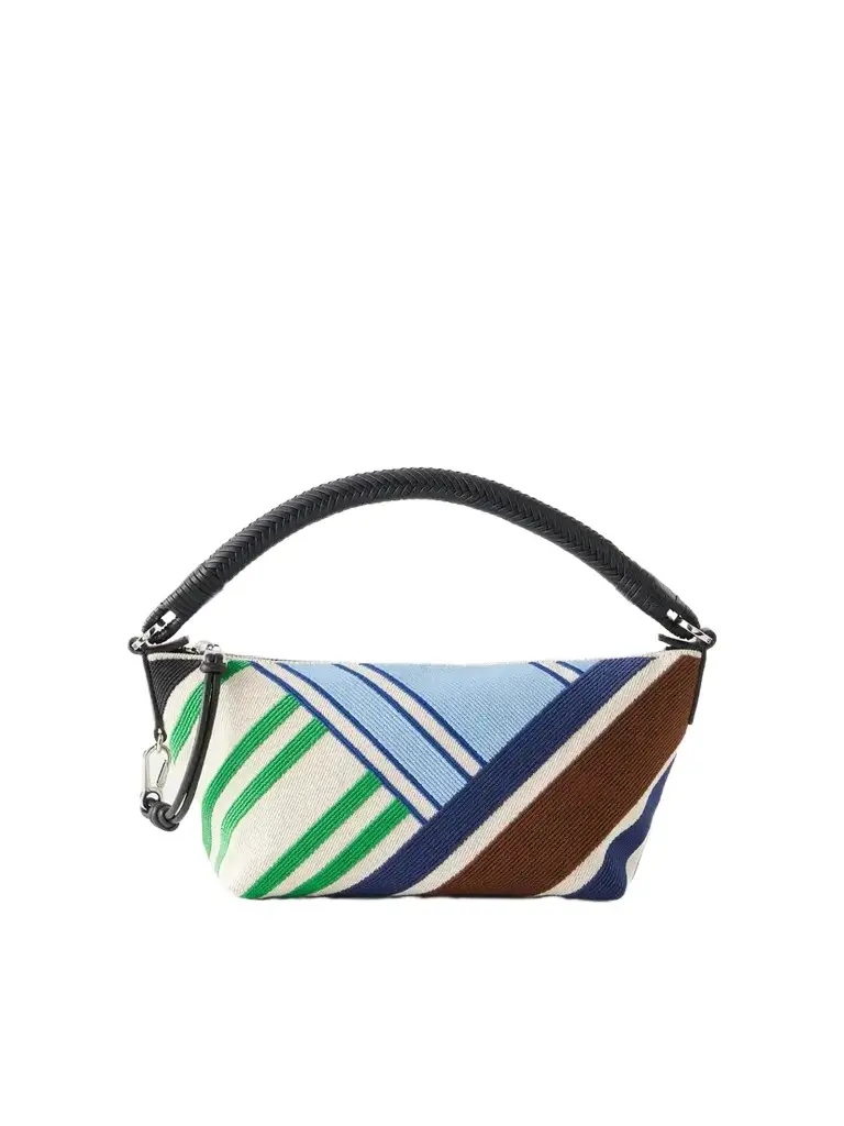 Loewe Cala Bayadere Leather-trimmed Paneled Striped Canvas Shoulder Bag | Image 1 Loewe Cala Bayadere Leather-trimmed Paneled Striped Canvas Shoulder Bag | Image 1
