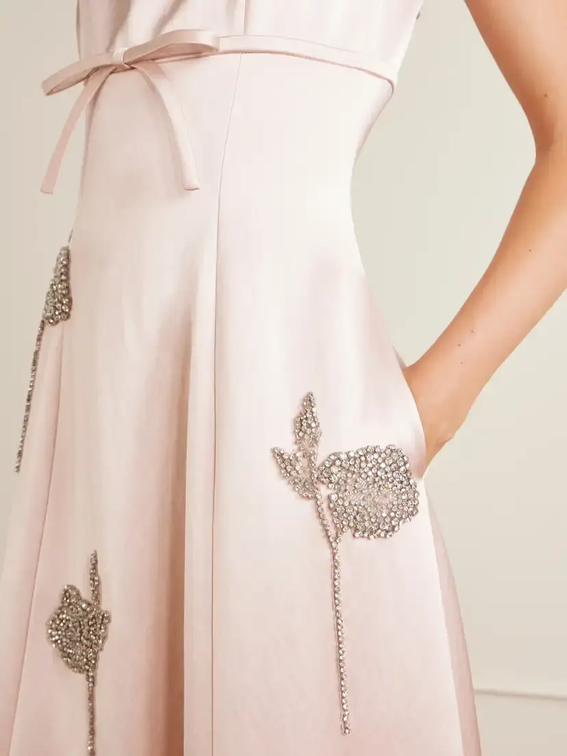 Erdem Embroidered Satin Midi Dress | Thumbnail 4 Erdem Embroidered Satin Midi Dress | Thumbnail 4