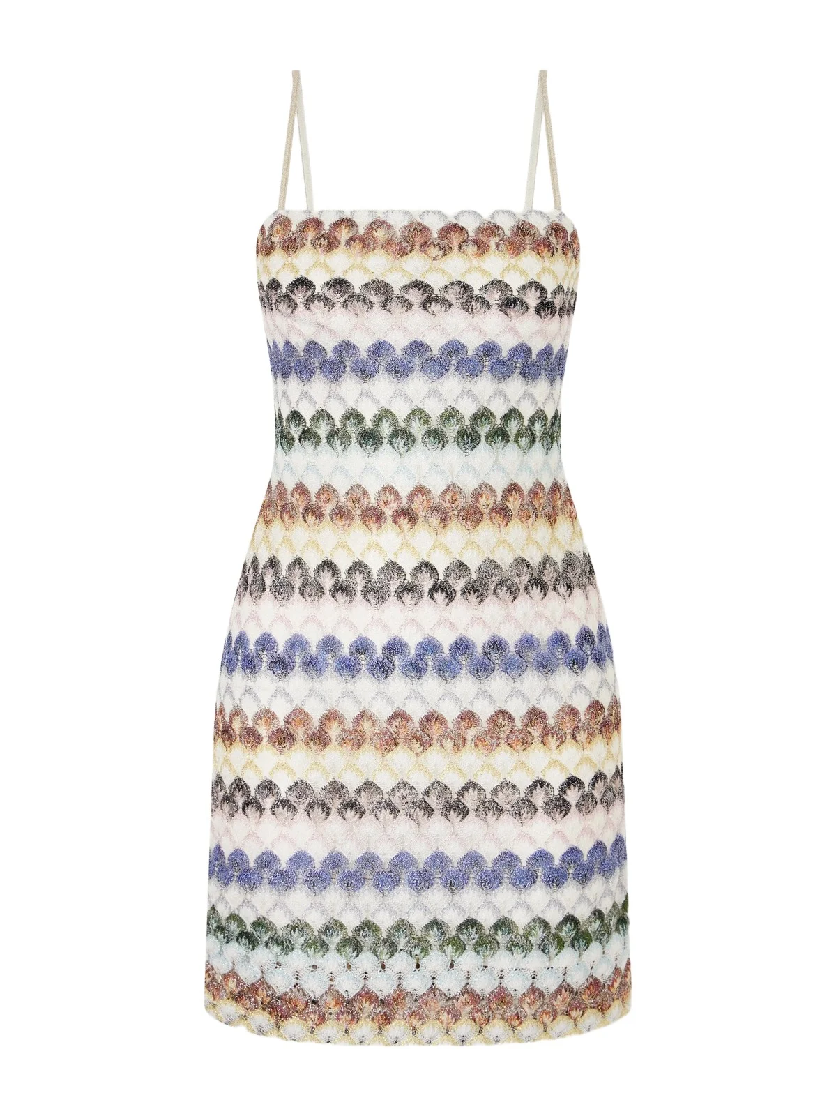 Striped Metallic Crochet-knit Mini Dress Striped Metallic Crochet-knit Mini Dress