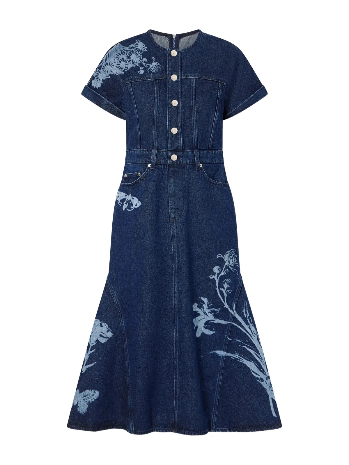 Floral-print Denim Midi Dress