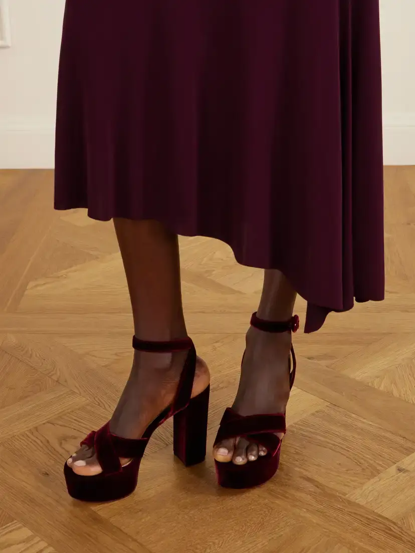 Gianvito Rossi Sabrina 70 Velvet Sandals | Thumbnail 2 Gianvito Rossi Sabrina 70 Velvet Sandals | Thumbnail 2