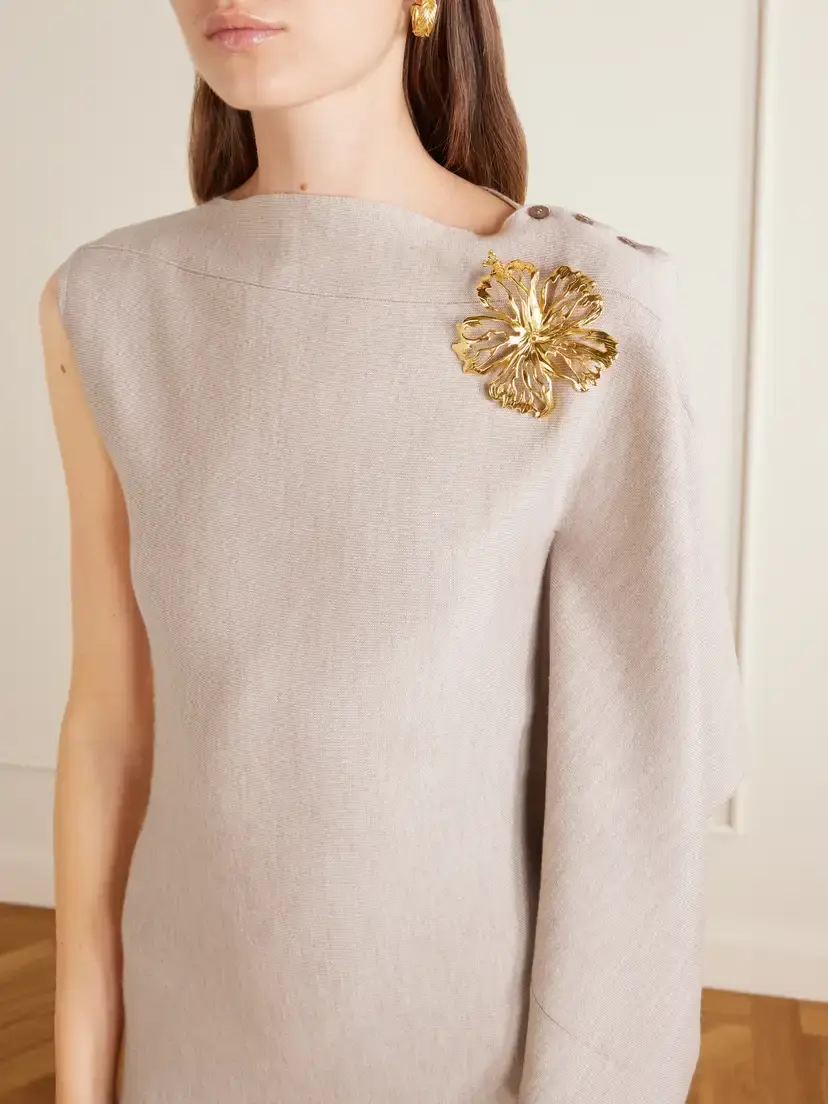 Oscar de la Renta Draped Wool-blend Knitted Midi Dress | Thumbnail 4