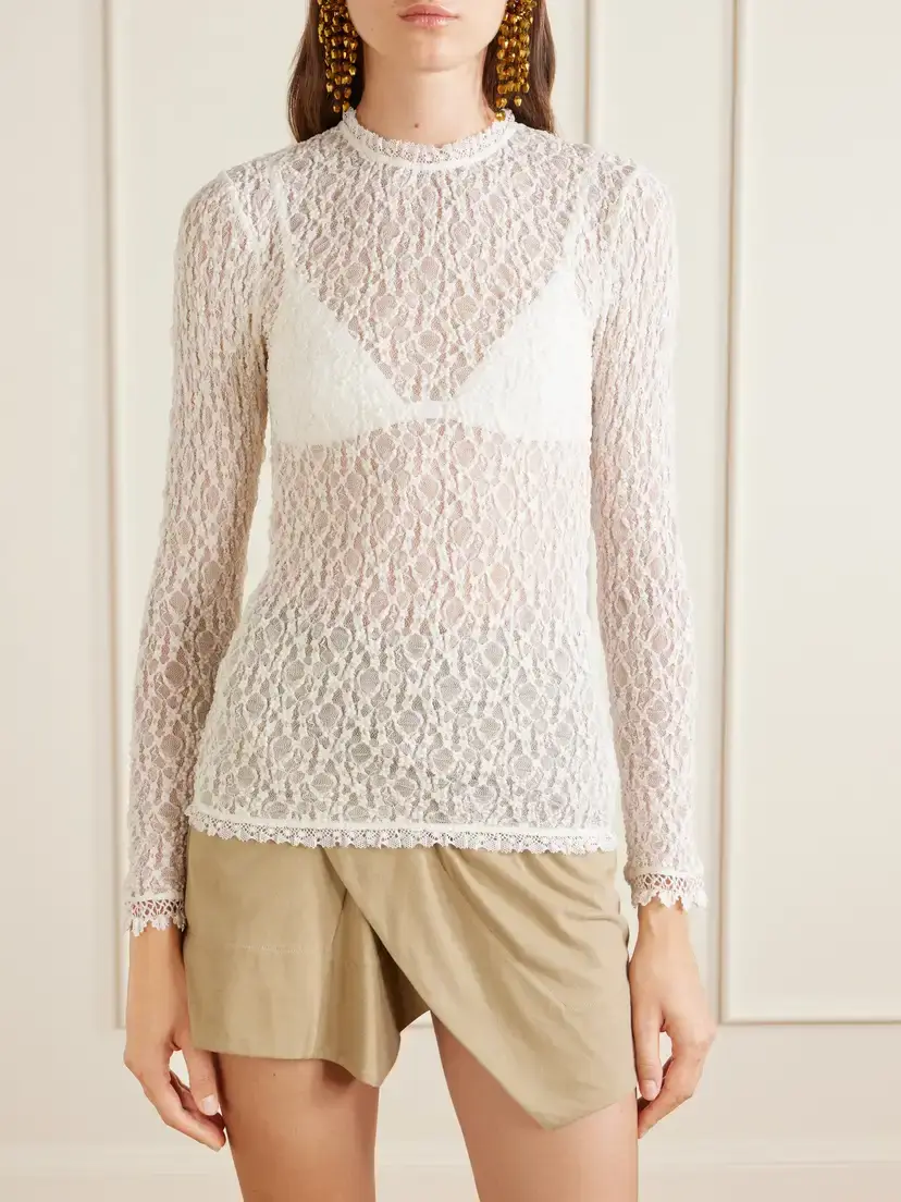 Isabel Marant Brany Scalloped Stretch-lace T-shirt | Thumbnail 3 Isabel Marant Brany Scalloped Stretch-lace T-shirt | Thumbnail 3
