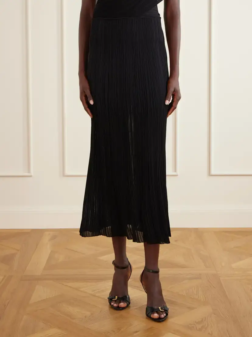 Balmain Plissé-crepe Midi Skirt | Thumbnail 3 Balmain Plissé-crepe Midi Skirt | Thumbnail 3