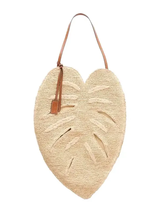 Palm Leather-trimmed Raffia Tote Palm Leather-trimmed Raffia Tote