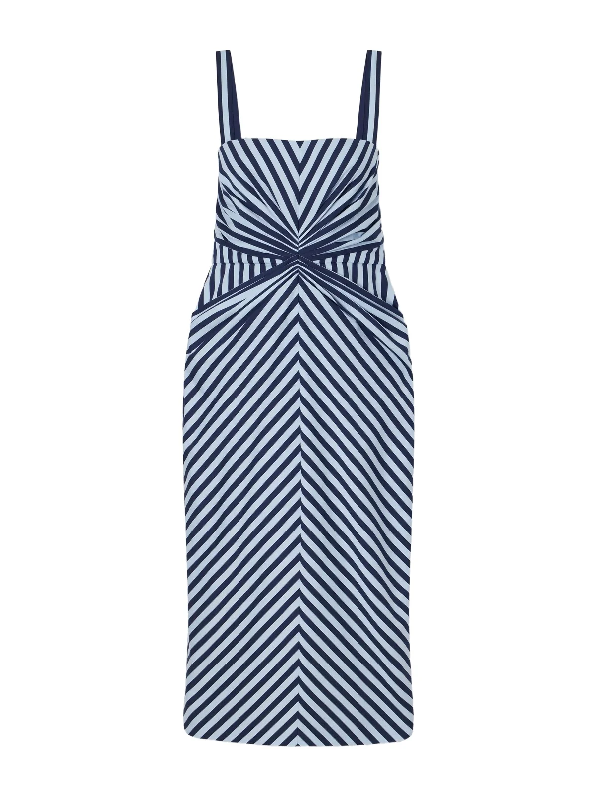 Striped Ruched Cotton-blend Midi Dress Striped Ruched Cotton-blend Midi Dress