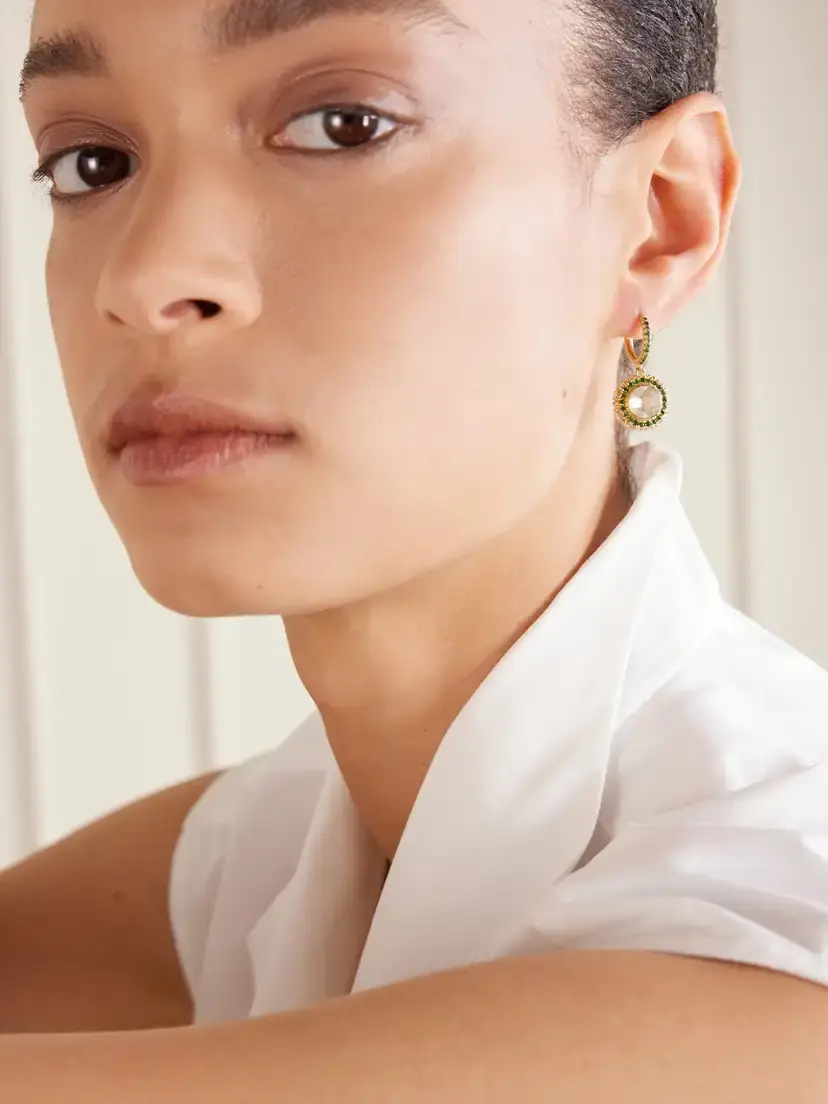 Ileana Makri 18-karat Gold, Diamond And Moonstone Earrings | Thumbnail 2
