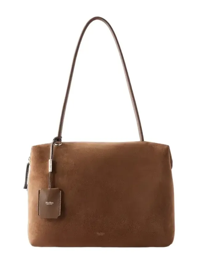 Leather-trimmed Suede Shoulder Bag Leather-trimmed Suede Shoulder Bag