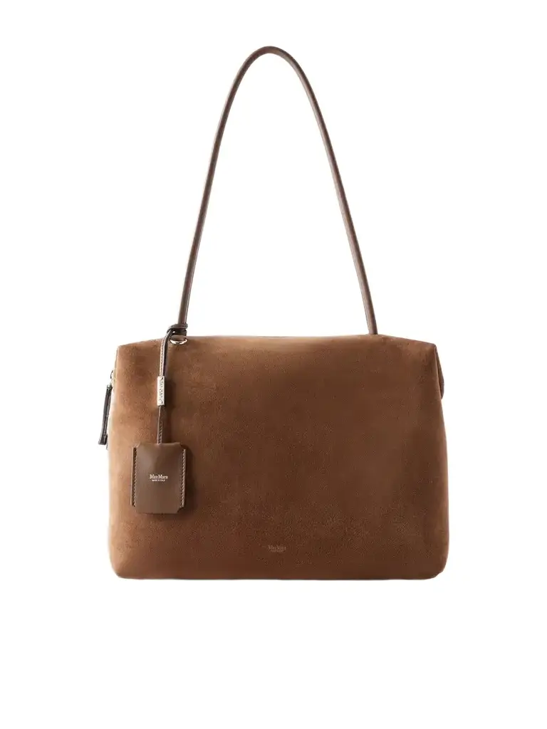 Max Mara Leather-trimmed Suede Shoulder Bag | Image 1 Max Mara Leather-trimmed Suede Shoulder Bag | Image 1