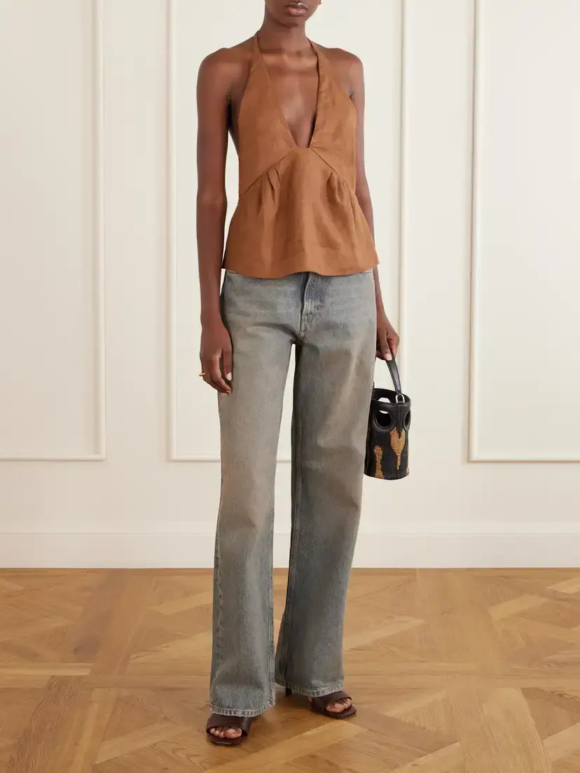 SIR. Freja Linen Halterneck Tank | Thumbnail 2