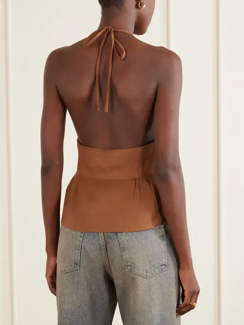 SIR. Freja Linen Halterneck Tank | Thumbnail 3