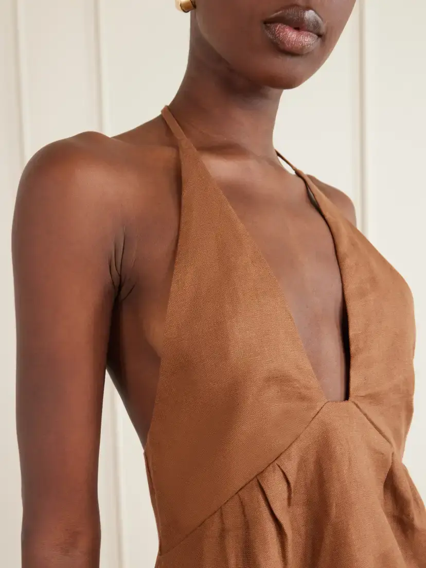 SIR. Freja Linen Halterneck Tank | Thumbnail 4