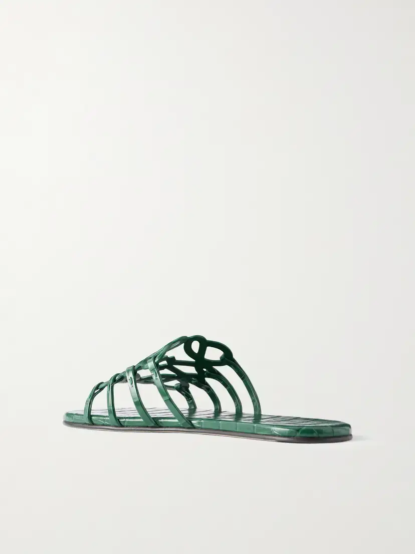 Loewe Petal Anagram Croc-effect Leather Slides | Thumbnail 3 Loewe Petal Anagram Croc-effect Leather Slides | Thumbnail 3