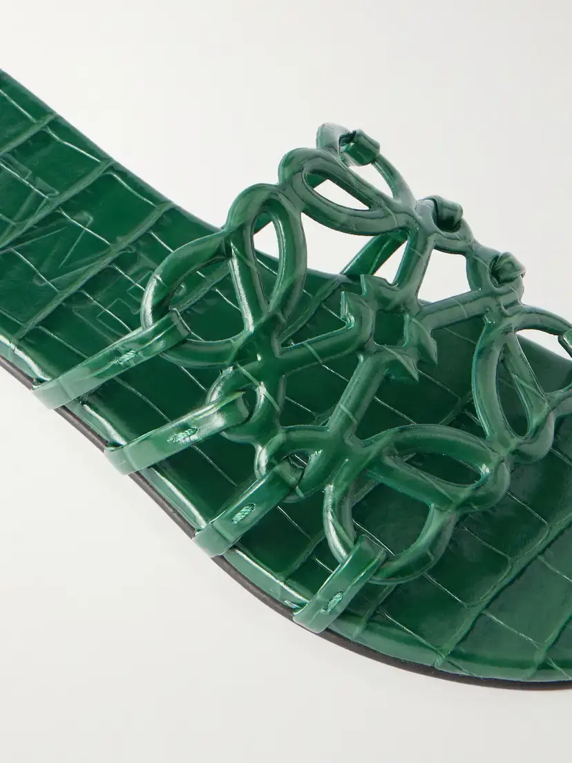 Loewe Petal Anagram Croc-effect Leather Slides | Thumbnail 5 Loewe Petal Anagram Croc-effect Leather Slides | Thumbnail 5