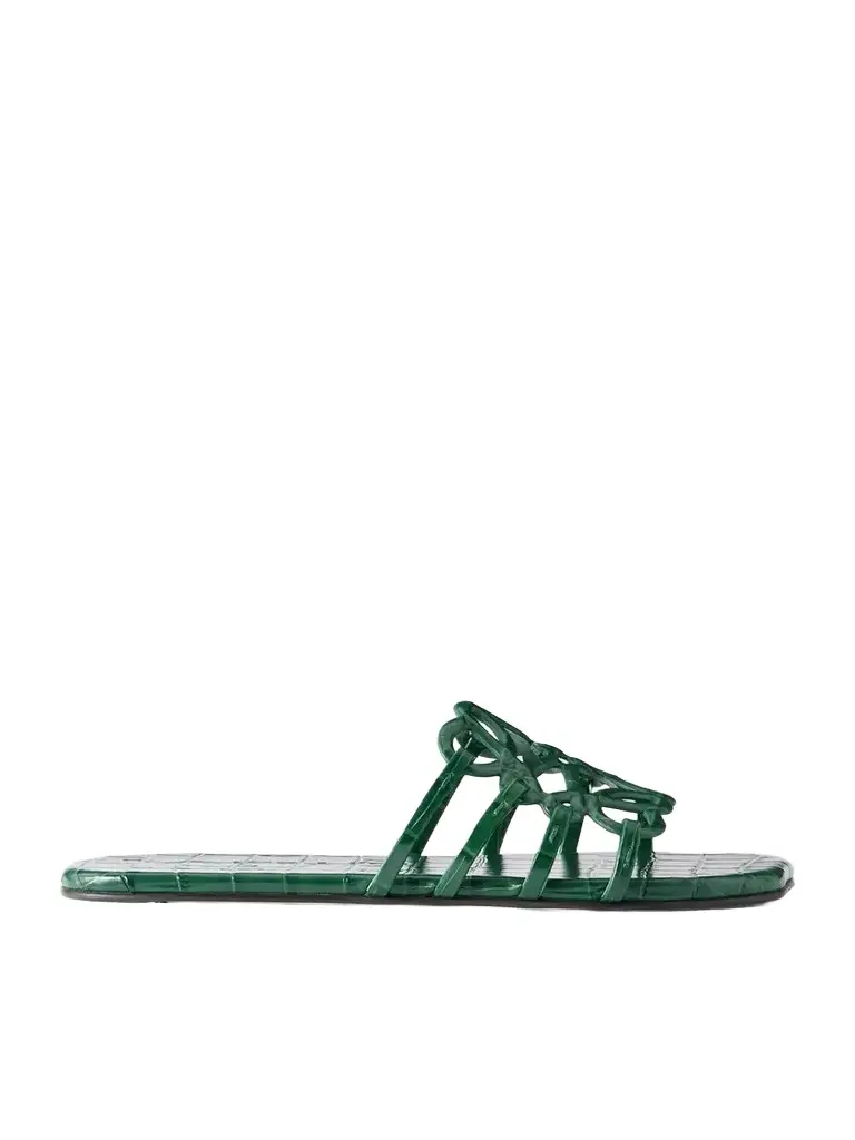 Loewe Petal Anagram Croc-effect Leather Slides | Image 1 Loewe Petal Anagram Croc-effect Leather Slides | Image 1
