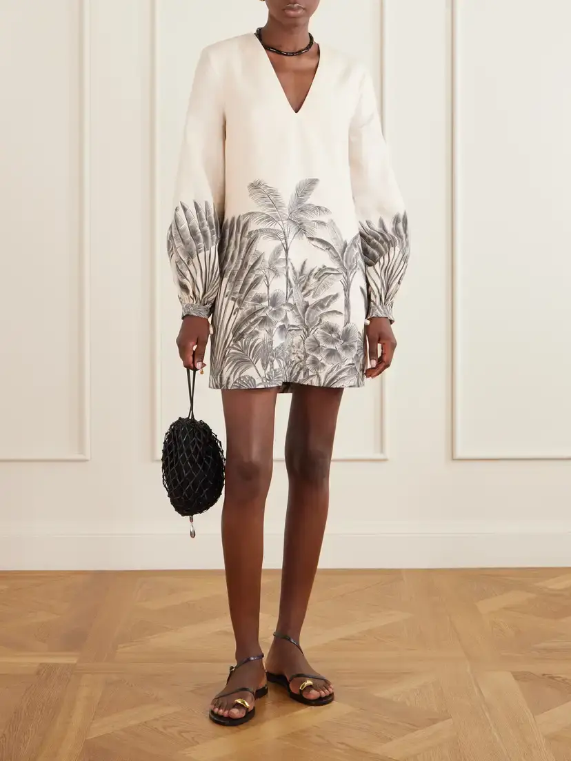 ANDRES OTALORA Amarula Porfavor Printed Linen Mini Dress | Thumbnail 2