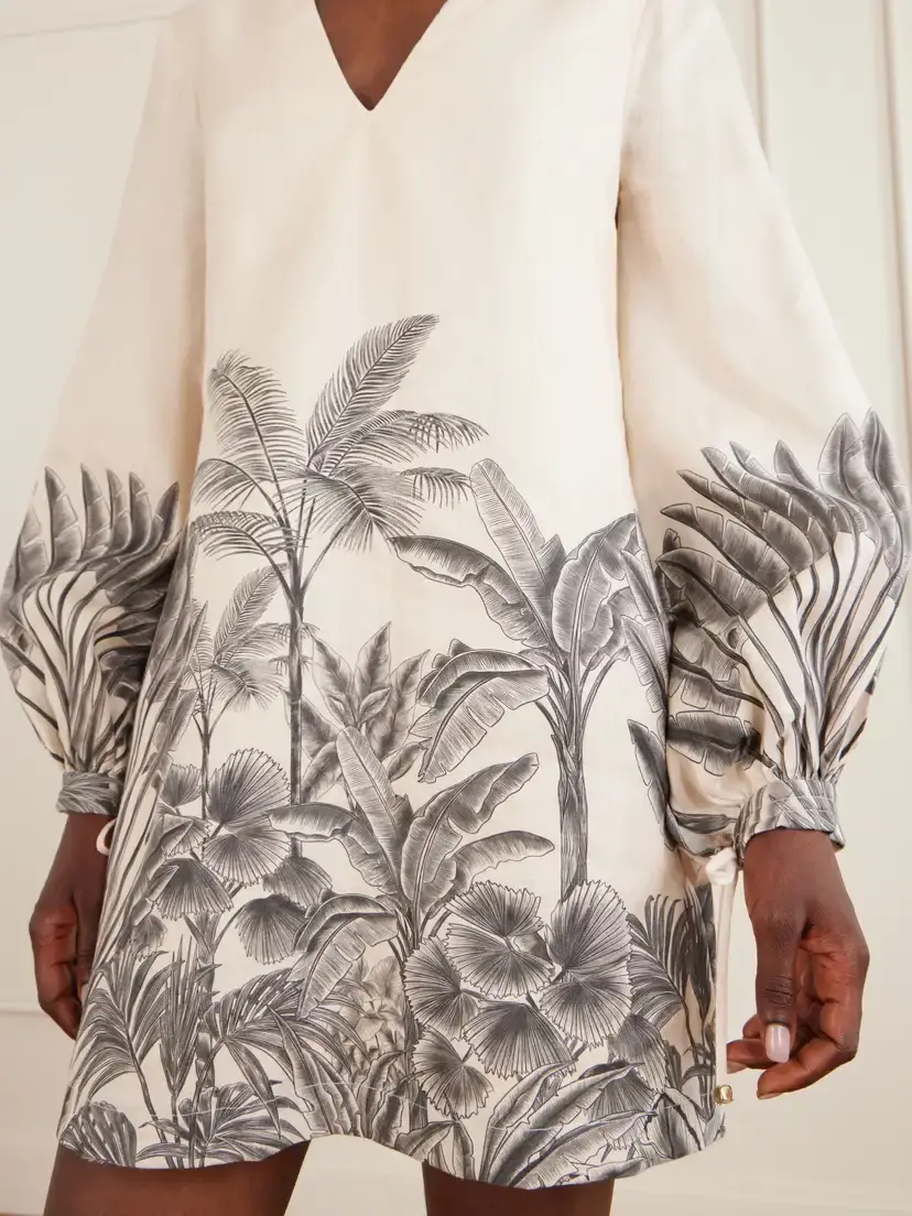 ANDRES OTALORA Amarula Porfavor Printed Linen Mini Dress | Thumbnail 4